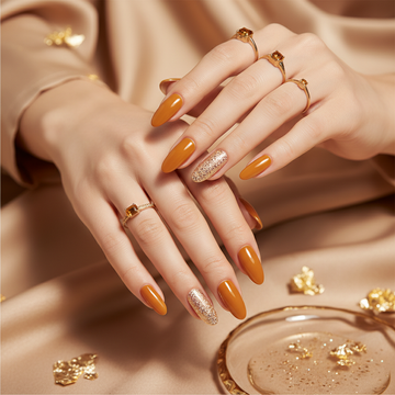 Amber Gold Sparkle Nails Banner